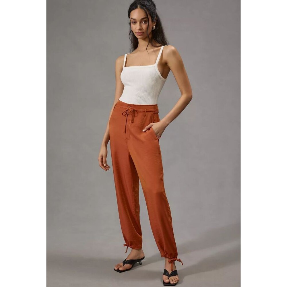 NWT Anthropologie Tiny Heidi Tie Barrel Pants Size S Brunt Orange Balloon Boho